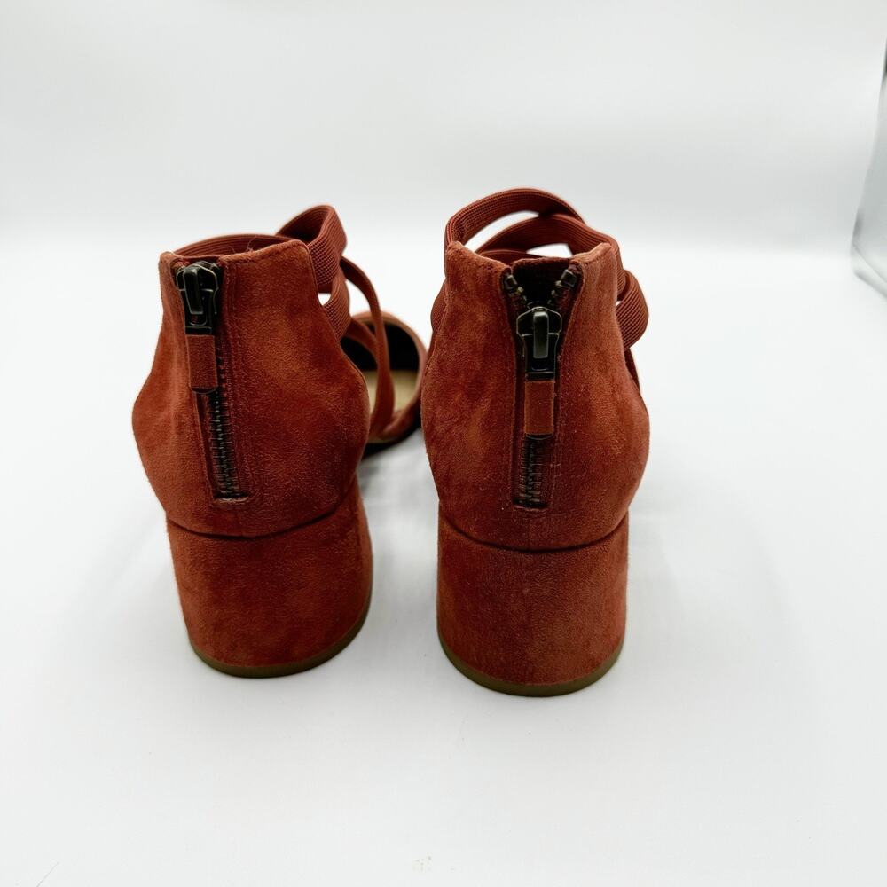Eileen Fisher Cayenne Juku Suede Low Strappy Block Heel Pumps Women 8 Classic - Picture 2 of 8